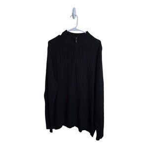 Ll.bean Sweater Men XL Black Cashmere Preppy Cable Knit Grandpa Core Fishermans